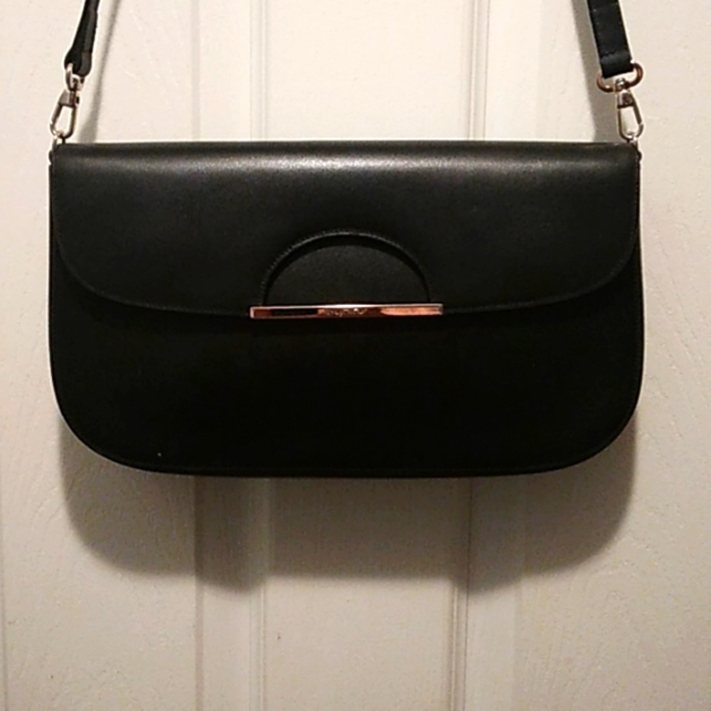 BYBLOS Black Leather Hobo cut out logo flap. Priced to Sell.